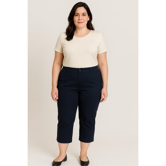 Talbots pants slacks trousers women's 18 wide legged cropped blue navy wide leg - Picture 1 of 13